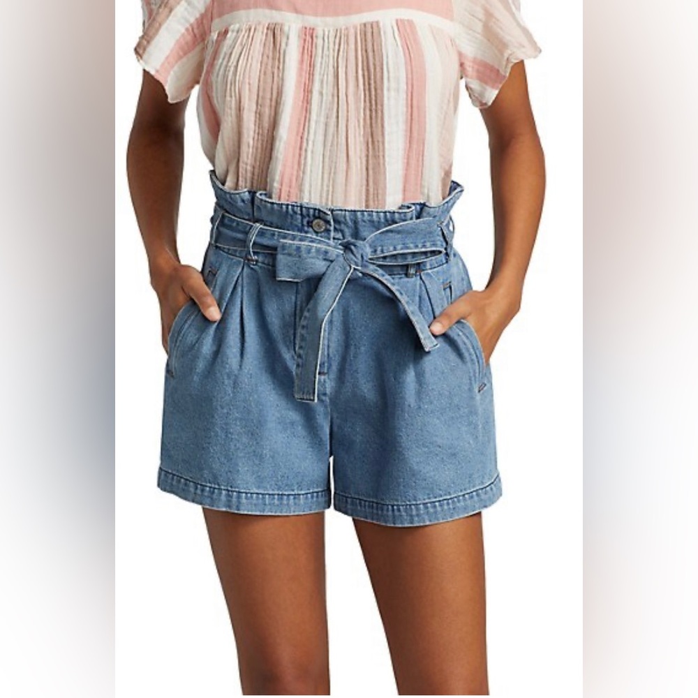 Rails Light Blue Denim Paperbag Waist Jean Shorts